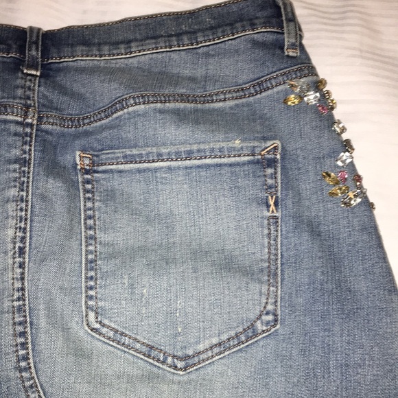 Express women’s denim Rhinestone mini skirt - Picture 6 of 8